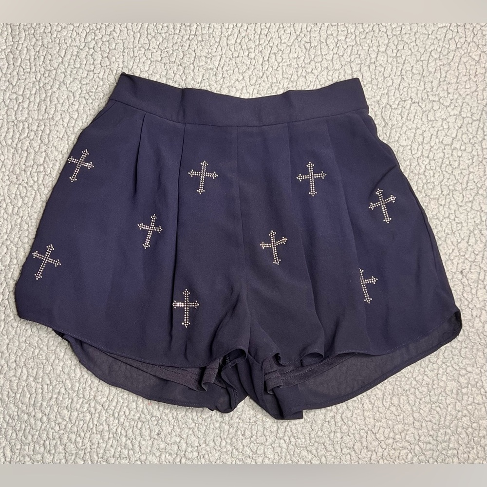 Love Culture Navey Blue Skorts With Silver Crosses Little Girls Size Small